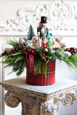 flowerbox świąteczny, Dziadek do Orzechów Classic, wys.40cm 