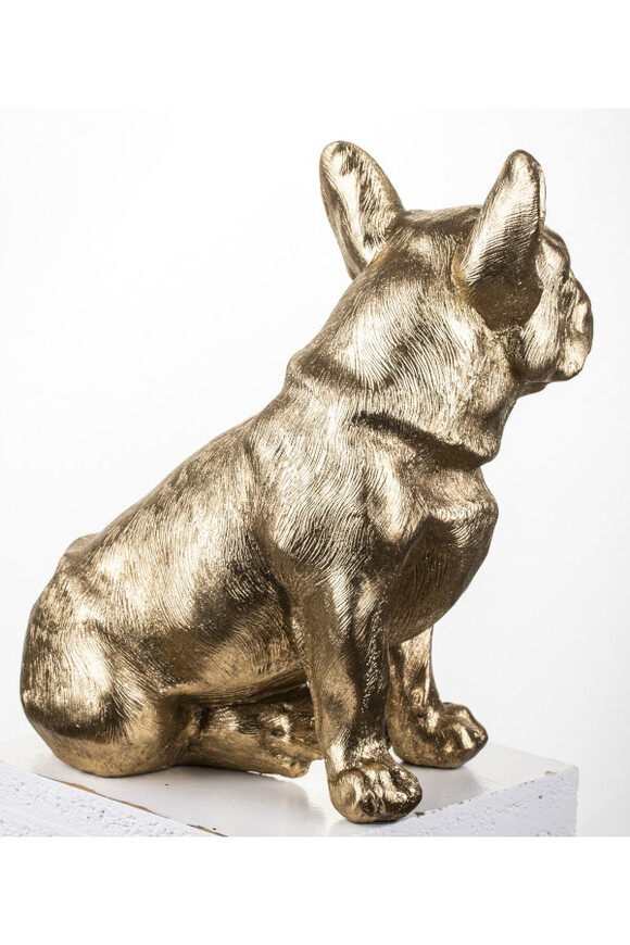 Buldog Francuski, złota figurka dekoracyjna pies