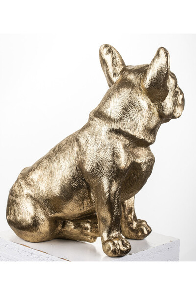 Buldog Francuski, złota figurka dekoracyjna pies