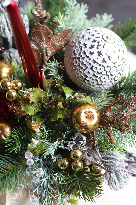 Złota Łuna, elegancki świąteczny stroik w pucharze