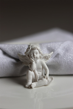 OD RĘKI Komunia Święta, obrączki do serwetek z aniołkiem, komplet 2 sztuk, wym.5x8cm