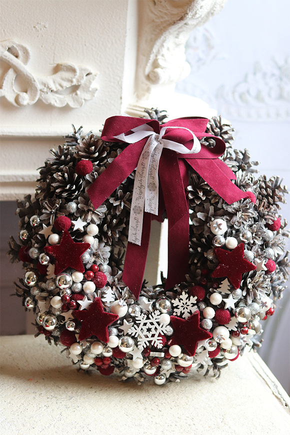 Szyszki&Bordo, świąteczny wianek dekoracyjny