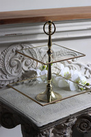 etażerka dwupiętrowa, kwadratowa, Lux Villa Gold Glamour