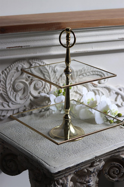 etażerka dwupiętrowa, kwadratowa, Lux Villa Gold Glamour, wym.34x25.5cm