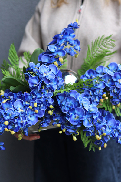 Dekoria Orchidelia Blue, niebieski storczyk w łódce