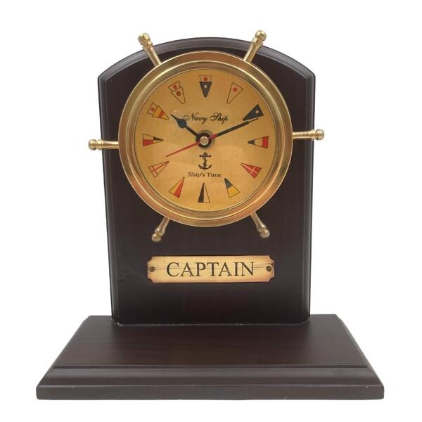 Captain, mosiężny zegar - koło sterowe