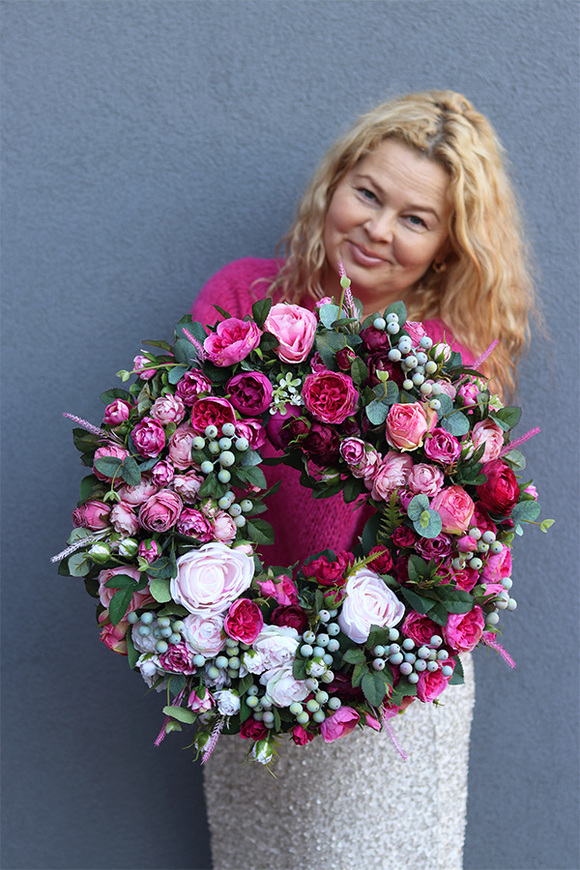 Pink Beliste 2, amarantowy wianek na drzwi