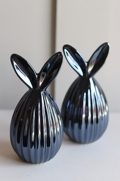 OD RĘKI Bunny Egg, jajko wielkanocne figurka, czarne, wys.15.5cm 