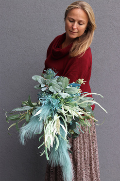 Rewia Blue, niebieski bukiet dekoracyjny, wys.90cm   