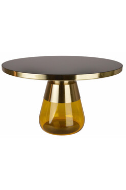 Entre, stolik kawowy ze szklaną podstawą, żółty, wym.47x75x75cm