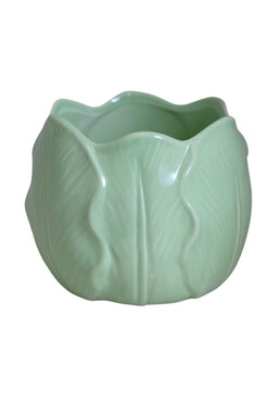 Tulip Flower, ceramiczna osłonka doniczka, miętowa, wym.14x18cm