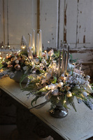 Mroźna Zima Laos, pudrowo-biały stroik adwentowy LED