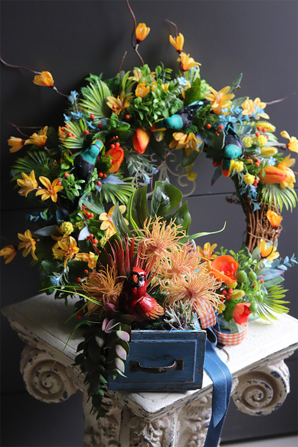 Tukany, egzotyczny wianek dekoracyjny