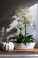 Cremisana Leas, sztuczny storczyk w białej donicy