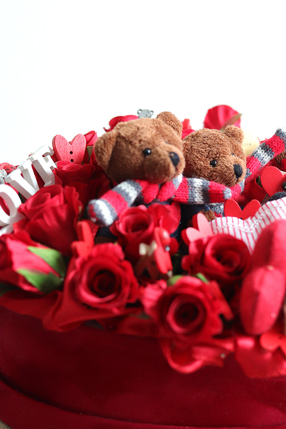 Walentynki Teddy, flowerbox na walentynki serce
