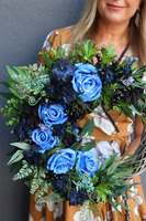 Grantowe Róże, kwiatowy wianek na drzwi, śr.35cm