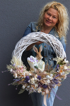 Silvietta Very Peri, wielkanocny wianek na drzwi, rozp.63cm 