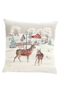 Renifer Mikołaja, poszewka gobelinowa dwustronna, 45x45cm 