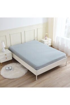 Elena, bawełniane prześcieradło z gumką, błękitne, wym.90x200x30cm