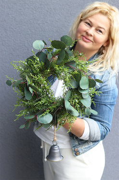 Green Decora, świąteczny wianek z dzwonkiem, śr.40cm