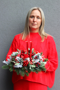 Zimowy Klasyczny, świąteczny stroik na stół LED, wym.30x37x30cm