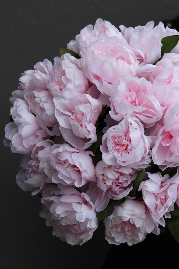 Aura Deluxe, kompozycja z peonii w srebrnej donicy