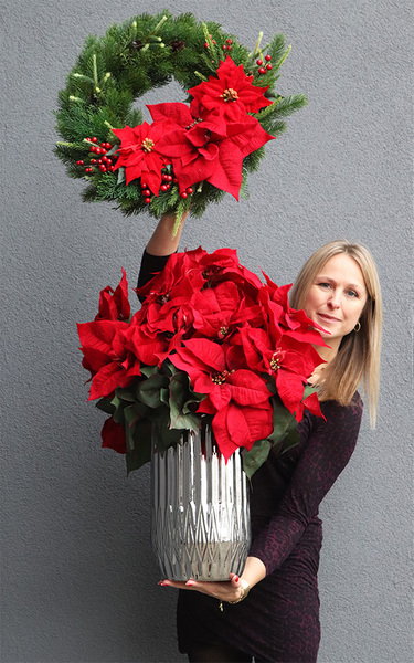 Gwiazda Betlejemska Silverro, wysokiej jakości sztuczna roślina