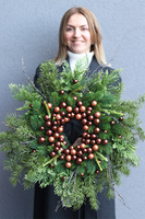 Zimowe Brązy, elegancki świąteczny wianek, śr.56cm