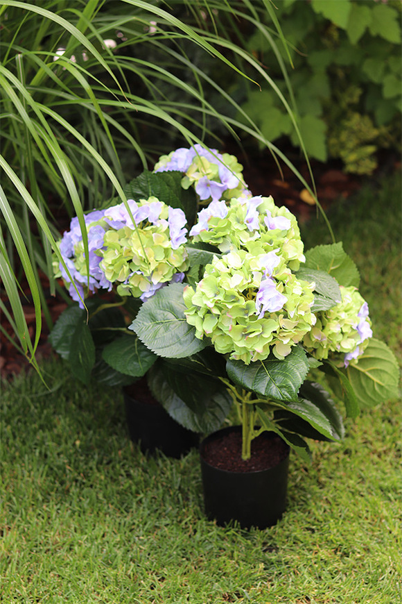 doniczkowa hortensja Zielono-Niebieska, wysokiej jakości sztuczne kwiaty, wys.40cm  