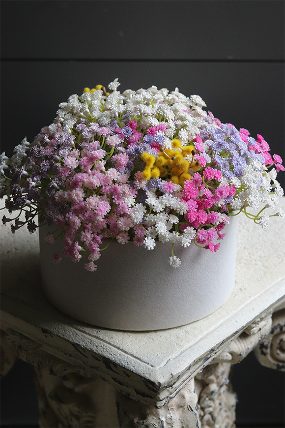 Kaszka Velvet, flowerbox kwiatowy welurowy, gipsówka