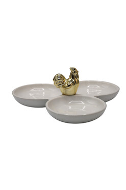 Coco Glamour, patera na przystawki, biało-złota, śr.20cm