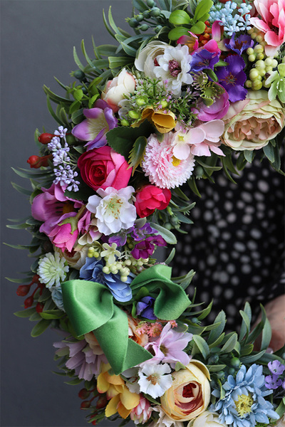 Kontessa 3, kolorowy wianek na drzwi ,śr.40cm  