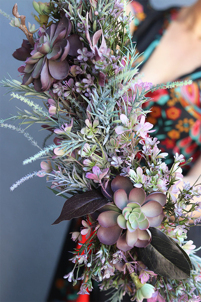 Fiolettisa, elegancka fioletowa girlanda z sukulentami, dł.65cm   