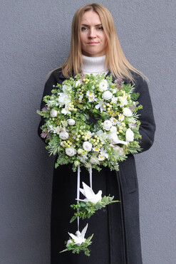 Ptasie Trele, wianek dekoracyjny z ptaszkiem, śr.37cm