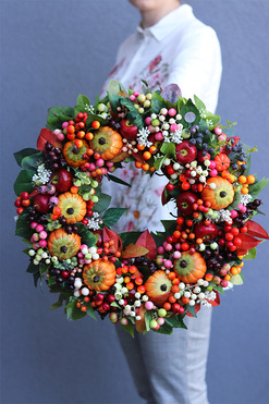 Hefrina 2, jesienny dyniowy wianek, śr.46cm    