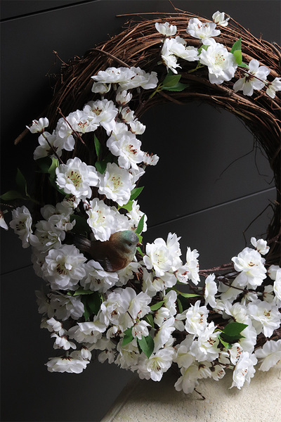 Ptaki na Jabłoni, wiosenny wianek dekoracyjny