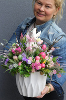 Bunny Star Velveti Pink, stroik wielkanocny na stół