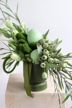 Green Eggs, stroik wielkanocny w zielonej tonacji, wym.33x80x24cm