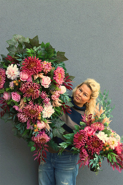 Astry Pink, komplet dekoracji nagrobnych, wiązanka + bukiet