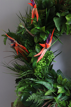 Strelicja Królewska Jungle, zielony wianek dekoracyjny, śr.73cm