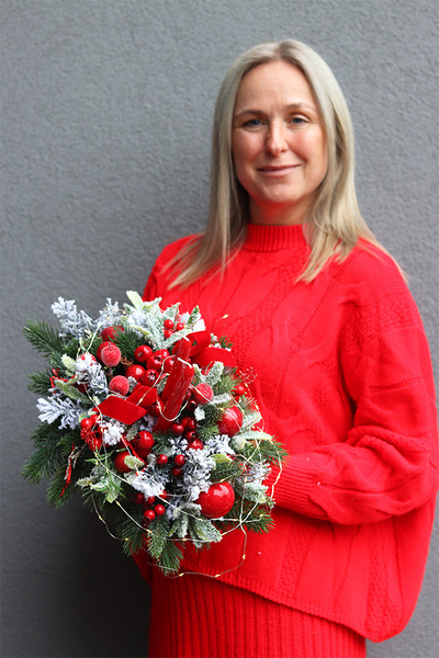 Zimowy Klasyczny, świąteczny stroik na stół LED