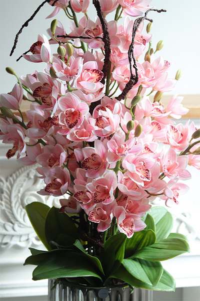 Silverro Sweet Pink, podłogowy storczyk w lustrzanej donicy