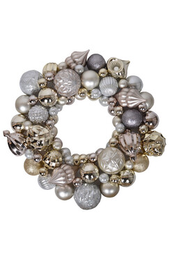 OD RĘKI wianek bożonarodzeniowy Bombki Champagne&Gold&Silver, śr.48cm