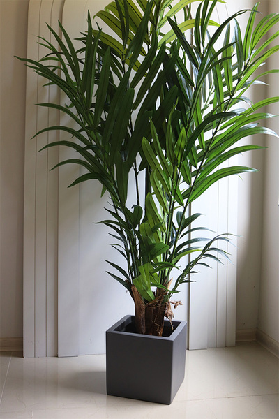 Palma Brasileiro Fiberglass, sztuczna roślina w szarej donicy