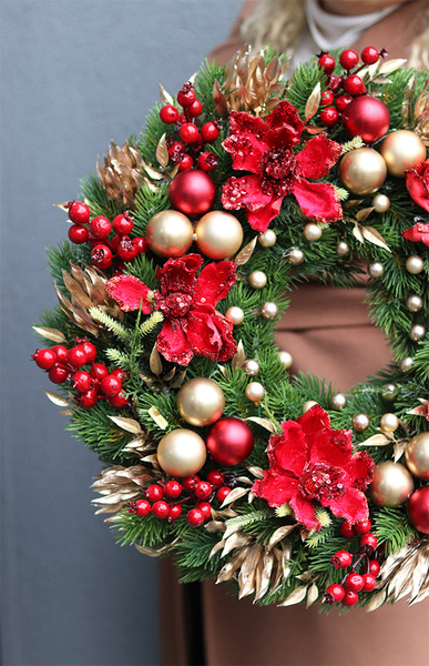 Red&Gold świąteczny wianek dekoracyjny