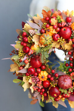 Pora na Liście 4, jesienny wianek z jabłkami, śr.30cm