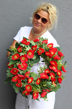 Makowa Panienka 3, dekoracyjny wianek z makami, śr.42cm