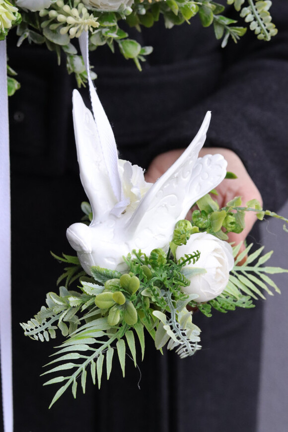 Ptasie Trele, wianek dekoracyjny z ptaszkiem