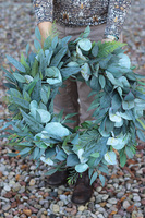 Eukaliptusowy, zielony wianek na drzwi, śr.50cm