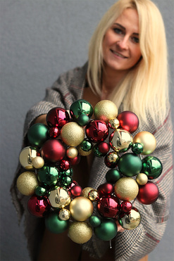 wianek bożonarodzeniowy Bombki Burgund & Gold, śr.35cm